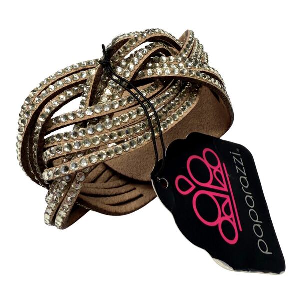 Paparazzi Rhinestone Bring on the Bling Multi-Layer Bracelet Western Boho Brown - Picture 1 of 9